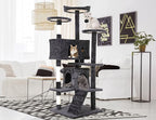 54'' Tall Multi-Level Cat Tree, Furniture With 3 Scratching Posts, 3 Stand Platforms, 2 Condos, Tower With Funny Toys, Corner Tree for Large Cats, Dark Grey