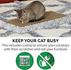 Furhaven Scratching Board w/ Catnip for Indoor Cats, Reversible - Holiday Corrugated Scratcher Pad - Hanukkah Print, One Size