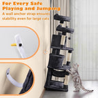 Yaheetech 62.5inches Cat Tree Cat Tower Cat Condo with Platform & Hammock, Scratching Posts for Kittens Pet Play House with Plush Perch for Indoor Activity Relaxing, Black