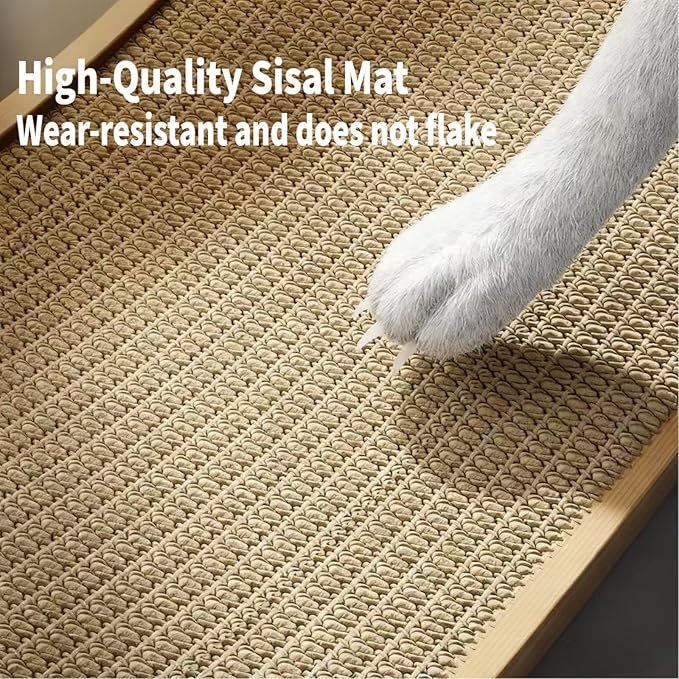 Sisal Cat Scratcher Bed for Indoor Cats Hammock for Scratching Pad Cat Chair Nartural Sisal Scratch Post for Cats Scratcher Lounge, Wooden Cat Furniture