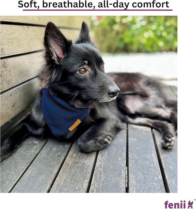 Premium Cotton Dog Bandanas - 2 Pack - Adjustable Fit - Washable - for Small, Medium & Large Breeds - Girl & Boy Dog Accessories - Multiple Sizes (Midnight Blue & Slate Blue, X-Large)