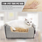 WINDRACING Cat Bed - Cat Cave House Tent with Washable Cushioned Pillow, Soft Kitten Beds, Pet Furniture (Large, Beige)
