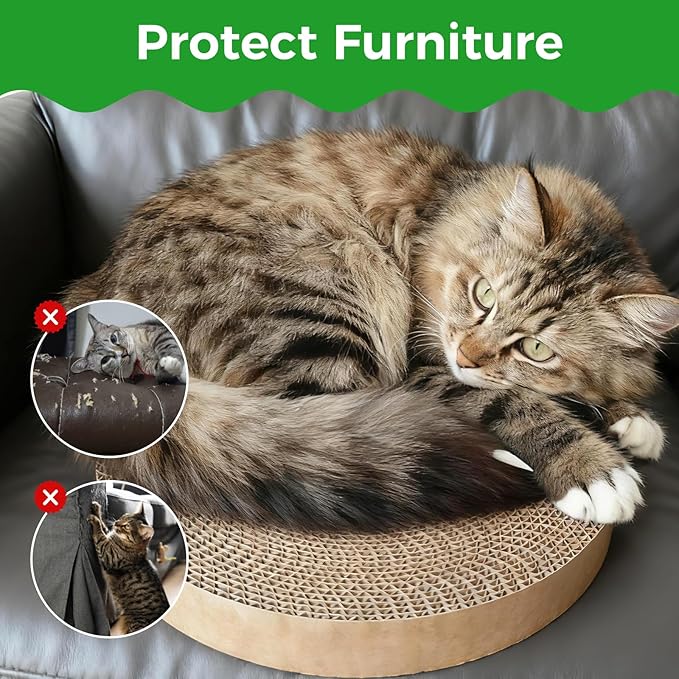 Round Cat Scratcher Refill, 10" Diameter Cat Scratching Board for Indoor Cats, Cardboard Cat Scratcher Pads，Double-Sided (2 PCS)