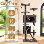 BestOffice 54 Inch Cat Tree, Multi-Level Cat Tower with Condo, Perches, Sisal Scratching Posts, Climbing Ladder,Indoor Activity Center Play House for Kittens & Adult Cats, Purple