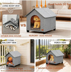 Indoor Dog House with Warm Plush Mat and Elevated Feet,Soft Dog Bed House for Medium Size Dog and Multiple Large Cat,Max Pets Size 23.6 X 16.9 Inches