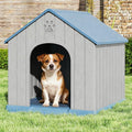 Fancyango Dog House Outdoor Indoor, Weatherproof Dog House with Elevated Floor and Air Vents for Small to Medium Dogs,Easy Clean and Assemble (Blue1, 26.18''L × 24.02''W × 25.98''H)