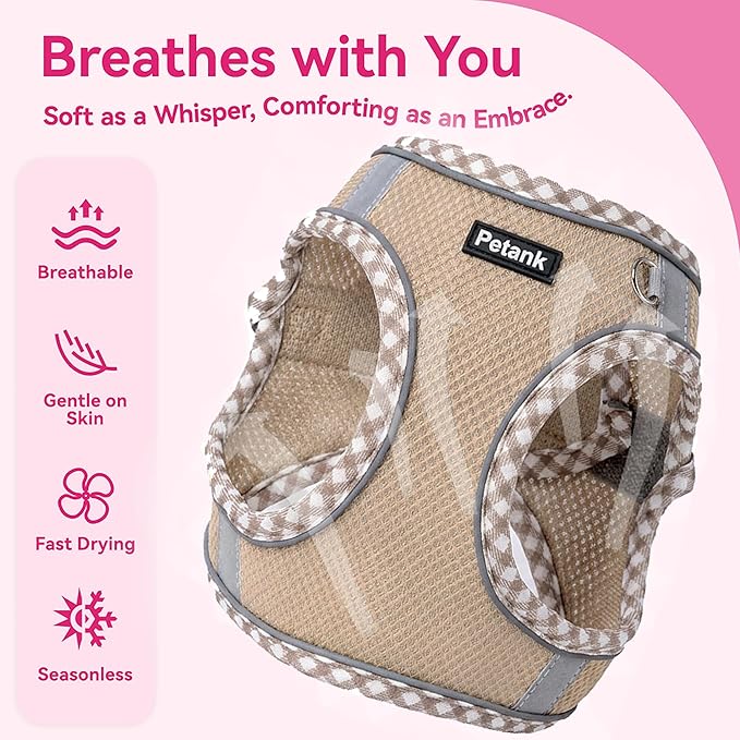 Petank Dog Harness for Small Medium Dogs No Pull, Puppy Harness and Leash Set for Walking, Running, Training, Small Dog Harness, Medium Dog Harness (Brown, M)