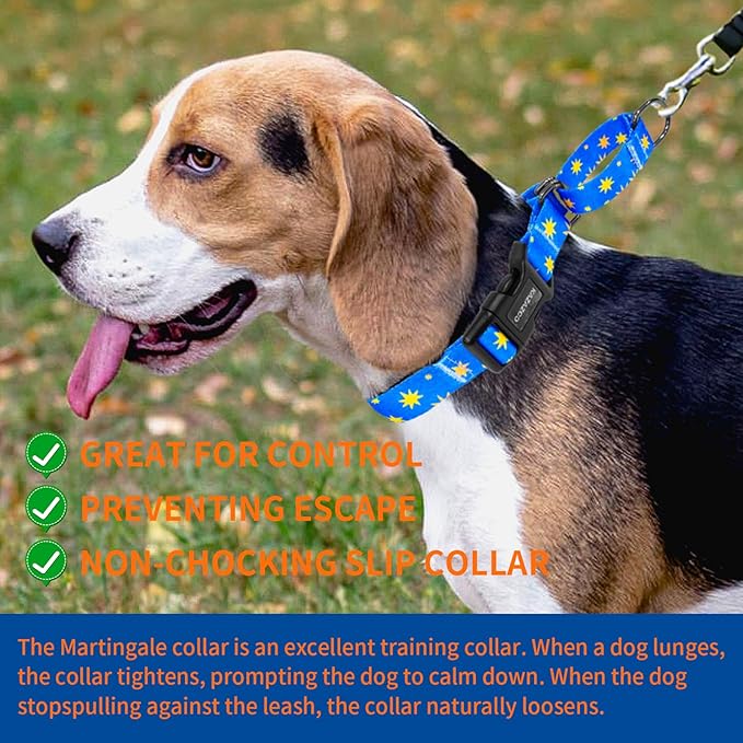Kazazoo Martingale Collar for Dogs with Quick Release Buckle Adjustable Soft Durable Dog Collar for Small Medium Large No Pull Training Dog Collars-Blue Sky M