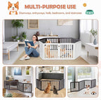 Dog Gate Pet Gate Indoor for Stairs Doorways 82x24 Inch 4 Panels Dog Fence Extra Wide Wooden Black