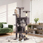 BestPet | 54" Cat Tree Tower | Purple Gray | Sturdy, Easy to Assemble, Multi-Level Activity Center with Sisal Scratching Posts, Condos, Perches, Hanging Cat Toys, Observation Decks & Ladder