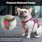Huntboo Escape Proof Dog Harness, Escape Artist Harness, Reflective Dog Harness with Handle, Durable,Adjustable Vest for Small Medium Large Dogs Walking, Training, and Running Gear(Rose Red, S)