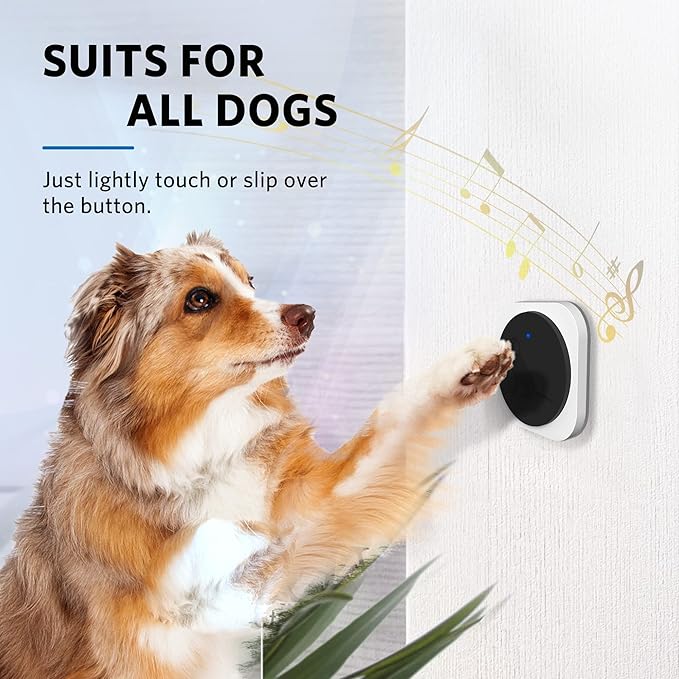 Dog Bell for Door Potty Training, Wireless Doggie Door Bell Operating at 1000 Feet with Chew Resistant IP65 Waterproof Touch Button, 4 Notification Modes