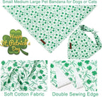 St. Patrick's Dog Bandana, UP URARA PUP Shamrock Triangle Bid, Clover and Bow Pattern Scarf for Medium Large Dogs, Cotton Kerchief for Girl Boy Puppies, Cute Spring Green Bandana,L