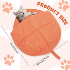 2 Pcs Cat Sleeping Bag, Linen Fabric Nest Cat Bed Cave Leaf Cuddle Covered Pet Hide Cozy Hood Burrowing Zone Soft Durable Washable with Nonslip Bottom for Indoor Puppy and Kitten(Orange)