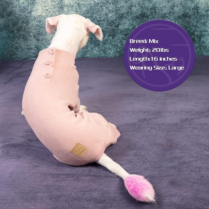 cyeollo Dog Pajamas Small Winter Doggie Coat Warm Fleece Dog Pjs Thermal Doggie Onesie Stretchy Pet Jumpsuit Puppy Jacket Cat Apparel, Pink XS