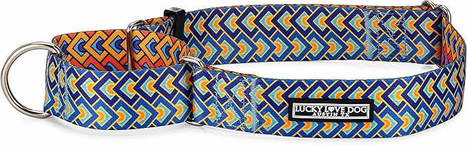 Lucky Love Dog Wide Martingale Dog Collar - No-Slip, Durable, & Soft Webbing 1.5 inch Martingale Collar for Dogs Male and Female Ideal for Training & Walking - Murphy, Medium