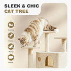 Cat Tree 54 Inch, Multi-Level Cat Tower with Condo, Perches, Sisal Scratching Posts and Climbing Ladder, Pet Play Toy Balls House for Indoor Cats