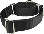 Mikivery Martingale Dog Collar Nylon Adjustable and Safety Training Colourful Comfortable Metal Buckle Pet Collars for Small Medium and Large Dogs(Black,M)