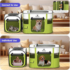Pawaboo 2-in-1 Pet Playpen for Dog Cat, Portable Puppy Playpen with 600D Oxford, Divisible Pet Tent for Indoor and Outdoor Travel Use of Kitten and Puppy, Foldable Dog Enclosure