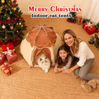 Gigreinc Cat Tent for Indoor, Indoor Dog House,Kitten Tent Suitable for Samll Dogs,Pet Cute Cave Nest Dog Houses(Beige, Large)