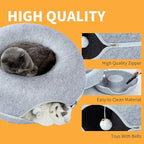 Peekaboo Cat Tunnel for Large Cats up to 10 lbs, Features A Jingle Ball, Removable and Washable Tunnel Bed, and a Cozy Donut Tunnel (Light Gray, 20 Inches)