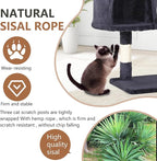 FDW | 36" Cat Tree Tower | Dark Gray | Multi-Level Indoor Activity Center with Sisal Scratching Posts, Condos, Plush Perches, Hanging Cat Toys | Sturdy, Easy to Assemble | for Kittens & Adult Cats