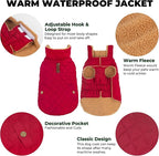 Dog Winter Coat, Waterproof Warm Dog Jackets for Large Dogs Boy, Adjustable Pet Vest Windproof Cold Weather Clothes Dogs Snowsuit with Leash Hole, Red XX-Large