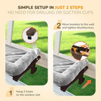 [Ready to Gift] PURRHOUSE Cat Window Perch with Cushion Bolster and Cool Pad, Cat Hammocks for Windows with Wood & Robust Metal Frame for Large Cats, Beds for Windowsill, Bedside and Cabinet,24''W