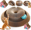Soulchen 1 Pcs Heart-Shaped Magic Organ Cat Scratching Board, Combinable Cat Toy for Adult Pets, Interactive Cardboard Kitty Scratcher with Bell Ball, Foldable Accordion Scratch Pad