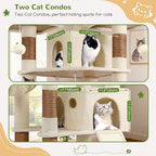 Globlazer 83 in Multi-Level Large Cat Tree Tower with Larger Cat Condo Furniture with Hammock/Cozy Pussycat Perches/Sisal Scratching Posts/Pet House/Wide Base, Beige