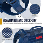 OneTigris Tactical Dog Harness for Small Medium Large Dogs, Mesh Design Service Dog Vest Breathable Military Dogs Molle Vests with Handles, Harness for Walking Hiking Training (Blue, L)