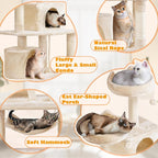 Yaheetech 62.5inches Cat Tree Cat Tower Kitten Condo with Platform & Hammock, Scratching Posts for Kittens Pet Play House with Plush Perch for Indoor Activity Relaxing, Beige