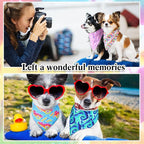 Hosuly 50 Pcs Tie Dye Style Dog Bandana Collar Set Include 10 Bow Tie 10 Necktie Collar 10 Pet Scarf 10 Bow Flowers 10 Hexagonal Bowtie Cat Dog Grooming Accessories for Festival Photography