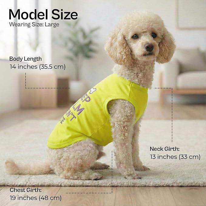 Parisian Pet Dog Shirt – 100% Cotton Shirts for Large Dogs – Sleeveless Puppy Vest – Lightweight and Breathable Pet Apparel – Pullover Summer Dog Clothes - Stretchy Funny T Shirts for Dogs