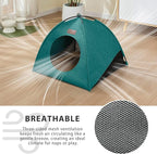Pop-up Cat Tent Indoor Outdoor,Waterproof Cat House with Removable Cushion for All Seasons, Portable Pyramid Cat Cave Bed for Cats & Small Dogs, No Assembly Folding Pet Tent,Green
