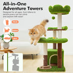Cat Tree Tower with Large Cat House,Three Platforms Jumping and Sleeping for Cats Multi-Functional for Kittens and Adult Cats (Green)