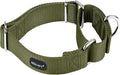 Mikivery Martingale Dog Collar Nylon Adjustable and Safety Training Colourful Comfortable Metal Buckle Pet Collars for Small Medium and Large Dogs(Military Green,M)