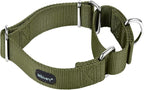 Mikivery Martingale Dog Collar Nylon Adjustable and Safety Training Colourful Comfortable Metal Buckle Pet Collars for Small Medium and Large Dogs(Military Green,M)