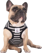iChoue French Bulldog 100% Breathable Cotton Striped T Shirts Halloween Vest Clothes for Medium Dogs Tank Tops Frenchie Pug English Boston Terrier Pitbull Grey Black Stripes - Large Plus