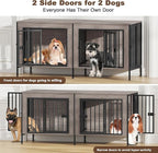EasyCom Dog Crate Furniture for 1 or 2 Dogs, Heavy Duty Single/Double Dog Crates for Small/Medium/Large Dogs, Dog Kennel Furniture Indoor as TV Stand, Small Size 55.12" L(0-20 Pounds), Oak Grey