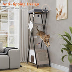 HavenlyYouth Modern Cat Tree for Indoor Cats, Tall Cat Tower with Condo, Multi-Level Cat Tree with Cave, Scratching Board,Removable Pads for Cats, X Style, Light Gray