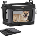Feandrea Collapsible Dog Crate, 24-Inch Portable Dog Travel Crate for Small Dogs, Oxford Fabric Pet Carrier with 4 Mesh Doors, Handles, Storage Pocket, Water Bottle Holder, Ink Black UPDC016B01