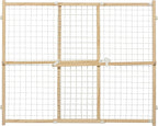 MidWest Homes for Pets Wire Mesh Pet Safety Gate, Dog Gate Expands From 29 - 50 Inches Wide, 32 Inches Tall, Wood, Powder Coated Wire