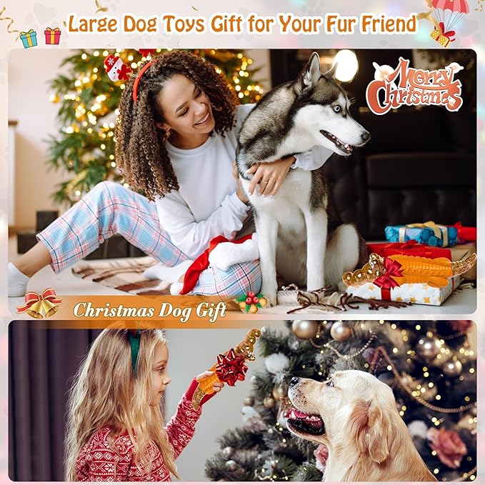 Dog Toy for Aggressive Chewers – Dog Chew Toy for Small&Medium & Large Dogs, Tough Dog Toy for Boredom & Anxiety Relief（Orange）
