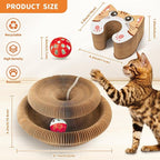 Collapsible Cats Cardboard Scratcher, Interactive Cat Toys for Indoor Cats, Scratch Pad Shape Shifting Ball Track with Bell, Magic Organ Cat Toy for Chase & Scratch Paw Easter Toys for Kitties Cat