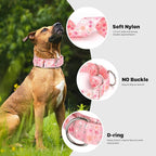 Martingale Collar for Dogs, Heavy Duty Adjustable Soft Nylon Dog Collars with Pink Flower for Medium & Large XL Dogs (Pink Flower,XL)