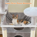 PAWZ Road Large 72 Inch Cat Tree and Tower for Indoor Cats - With Sisal-Covered Scratching Posts, Padded Perches, Condos, and Basket - Gray
