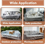 Besti Plastic Couch Cover for Pets - Clear Slipcovers for Big Sofas - Dust, Water, Dirt Furniture, Upholstery Protectors for Home, Living Room - Dog and Cat Scratch, 96x42x40