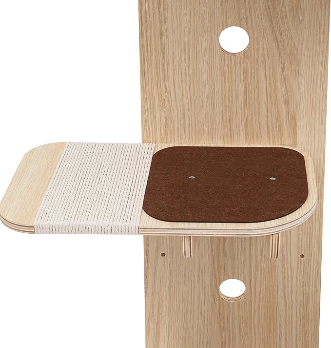 4-Tier Door Hanging Cat Tree, Wooden Door Mounted Vertical Cats Climbing Frame, 4.92ft Four-cat Bearing Cats Climbing Rack for Stair, Foyer, Living Room, Enclosed Balcony (No Cat Nest)