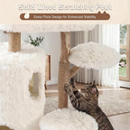 Morden Cat Tree for Indoor Cats, Aesthetic Solid Wood Cat Tree w/Natural Solid Wood Scratching Post, Boho White Cat Condo with 2 Cloud Perches, Platform